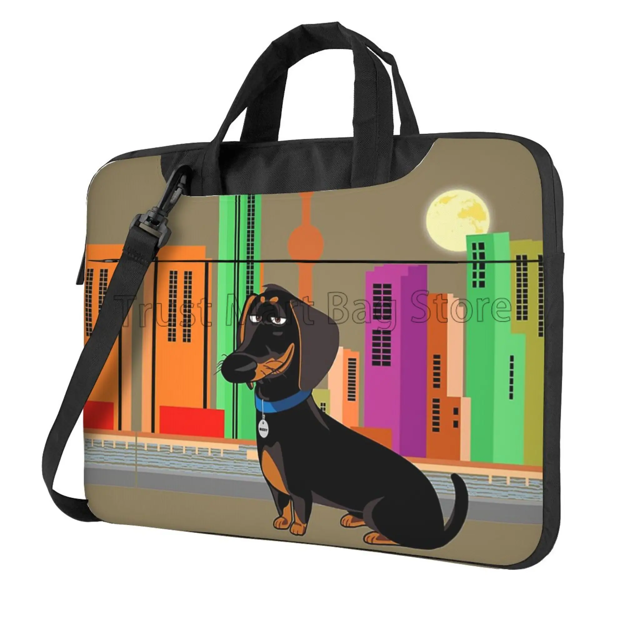Tablet And Accessories Bag - Cute Dachshund Print Laptop Carrying Bag