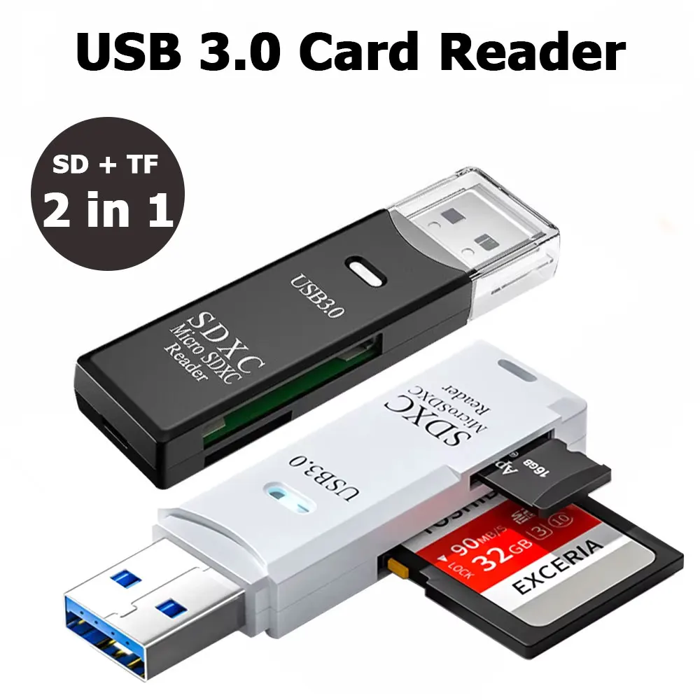 Tablet Reading Accessories - 2-in-1 Card Reader USB 3.0/2.0 High-speed