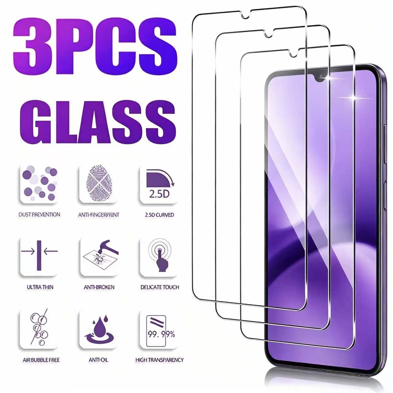 Mobile & Tablet Accessories - 1/3PCS Curved Edge Four Sides Full
